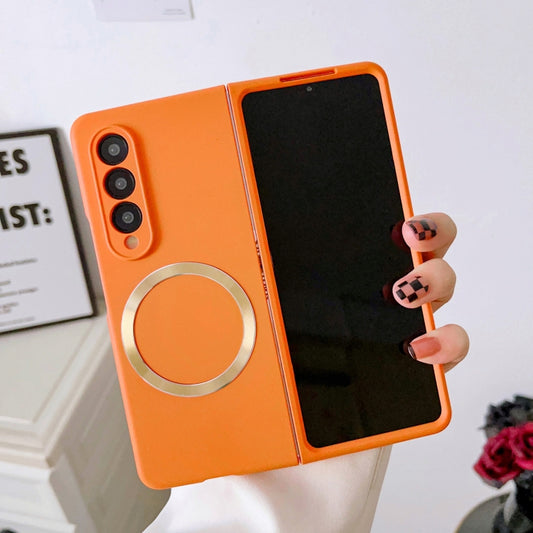 For Samsung Galaxy Z Fold4 Skin Feel MagSafe Magnetic Phone Case(Orange) by buy2fix