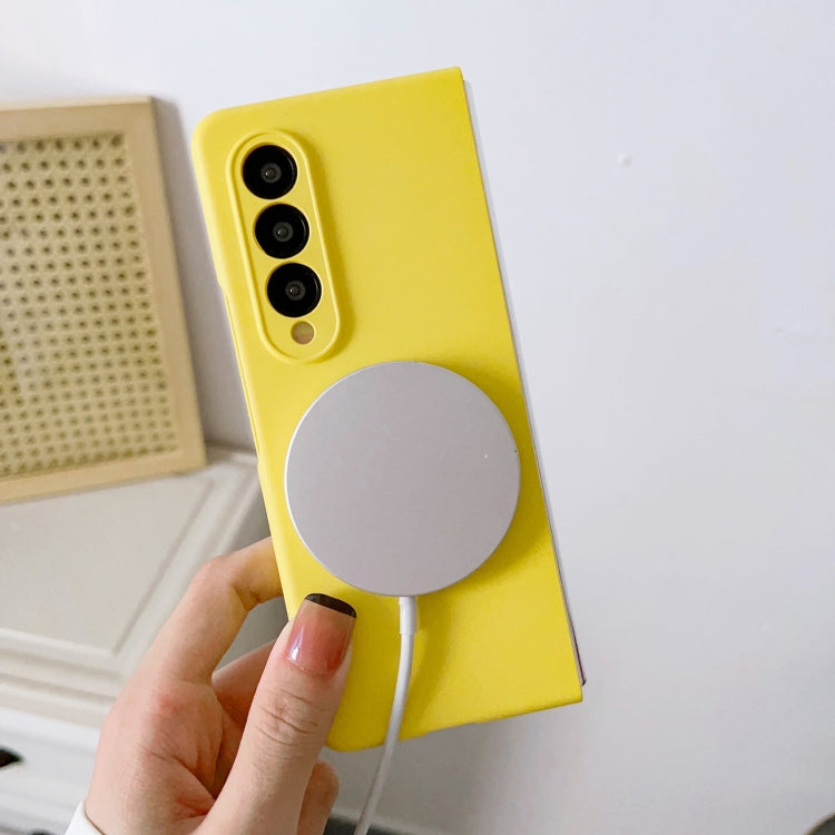 For Samsung Galaxy Z Fold4 Skin Feel MagSafe Magnetic Phone Case(Yellow) by buy2fix