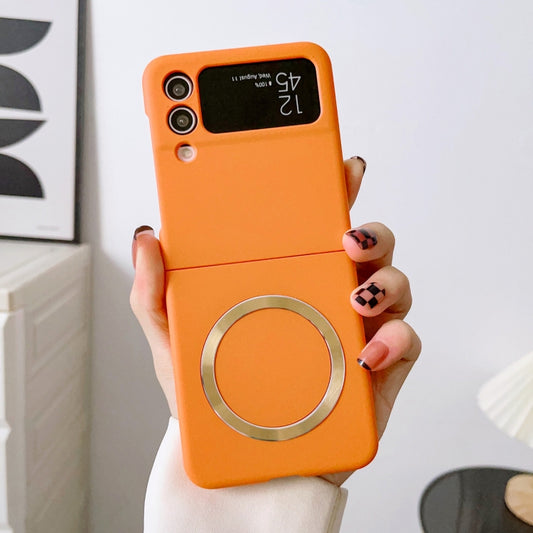 For Samsung Galaxy Z Flip4 Skin Feel MagSafe Magnetic Phone Case(Orange) by buy2fix