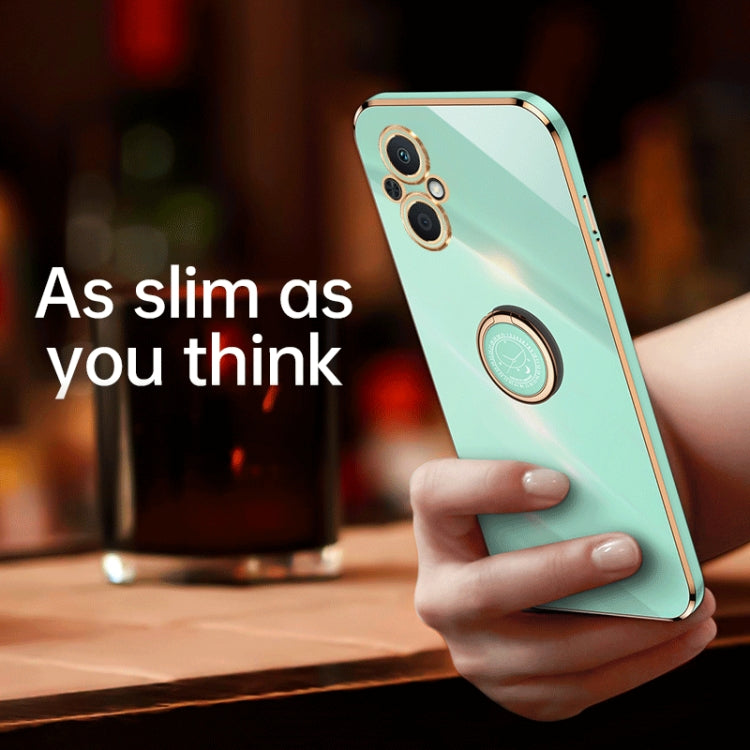 For OPPO A96 XINLI Straight Edge 6D Electroplate TPU Phone Case with Ring Holder(Celestial Blue) - OPPO Cases by buy2fix | Online Shopping UK | buy2fix