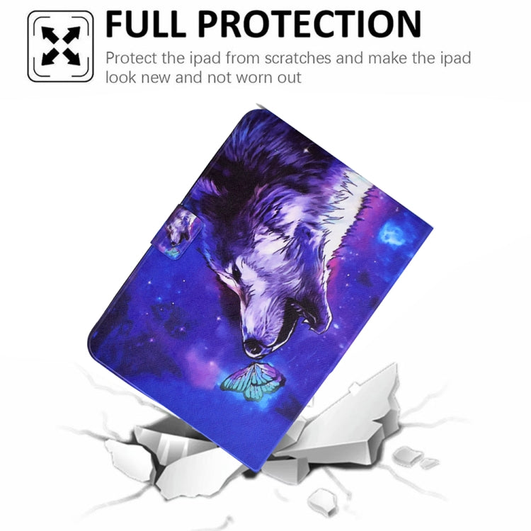 For iPad mini 5 / 4 / 3 / 2 / 1 Electric Pressed TPU Smart Leather Tablet Case(Butterfly Wolf) by buy2fix
