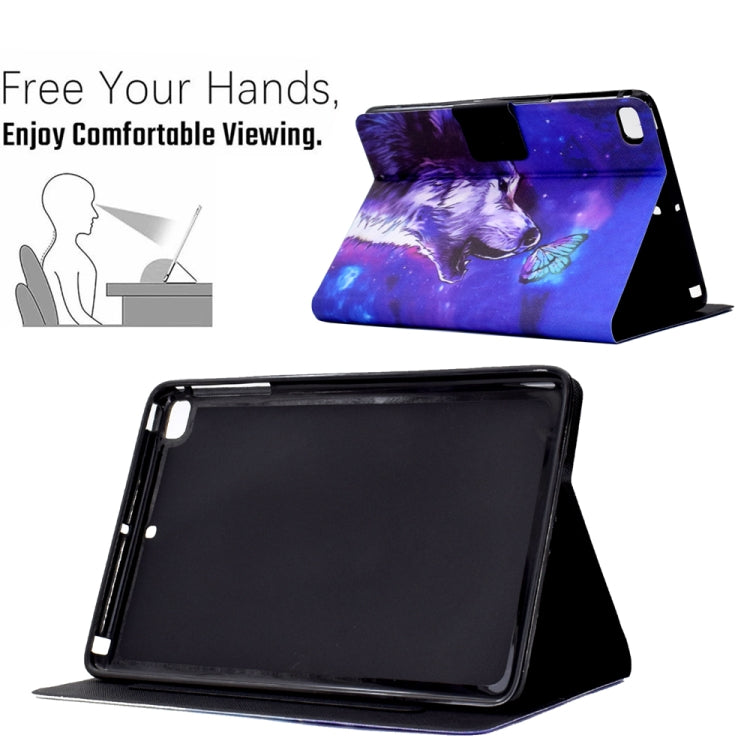 For iPad 5 / 6 / 8 / 9 Electric Pressed TPU Smart Leather Tablet Case(Butterfly Wolf) - iPad Pro 9.7 inch Cases by buy2fix | Online Shopping UK | buy2fix