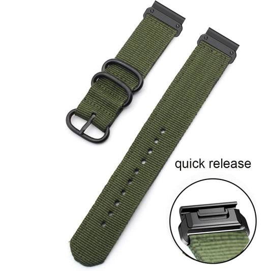 For Garmin Fenix 7 Three-ring Steel Buckle Nylon Watch Band(Army Green) by buy2fix