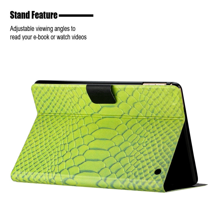 For Amazon Kindle Fire HD 10 2021 Solid Color Crocodile Texture Leather Smart Tablet Case(Green) - Amazon by buy2fix | Online Shopping UK | buy2fix