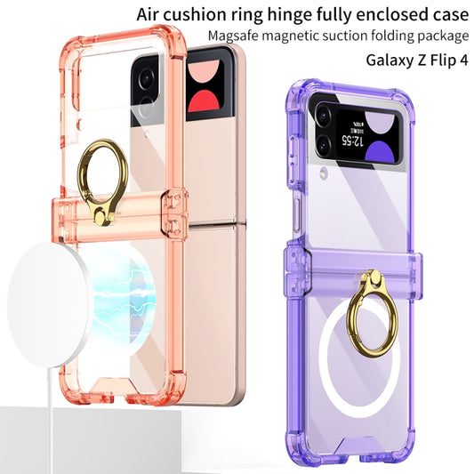 For Samsung Galaxy Z Flip4 GKK MagSafe Airbag Hinge Shockproof Phone Case with Ring Holder(Transparent) by GKK