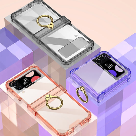 For Samsung Galaxy Z Flip4 GKK Airbag Hinge Shockproof Phone Case with Ring Holder(Transparent) by GKK