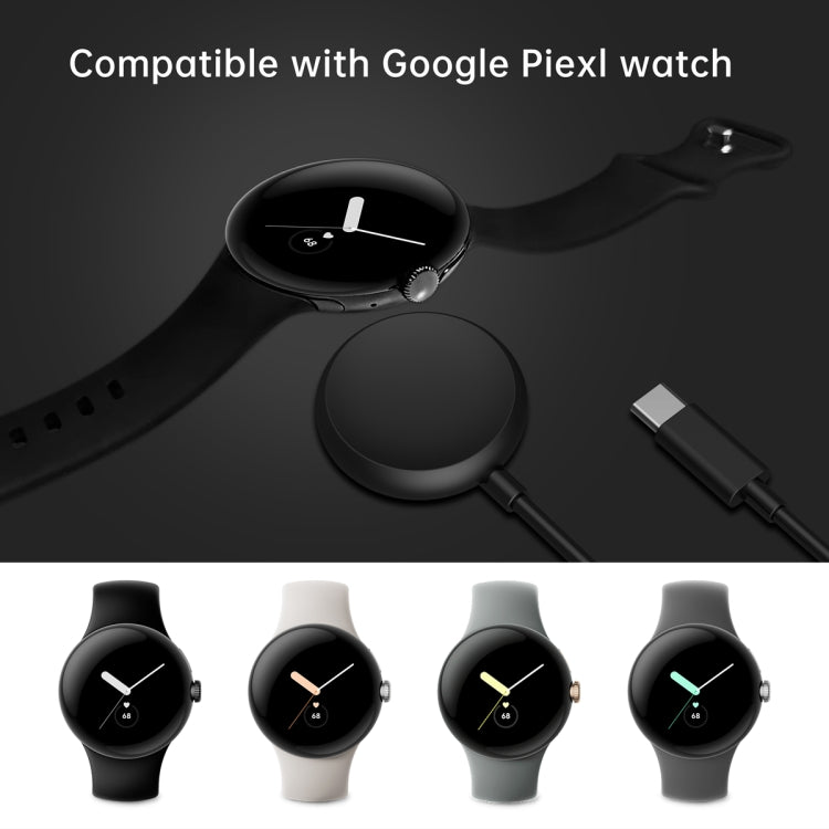 For Google Pixel Watch Type-C Port Smart Watch Magnetic Charging Cable, Length: 1m(Black) - Other by buy2fix | Online Shopping UK | buy2fix