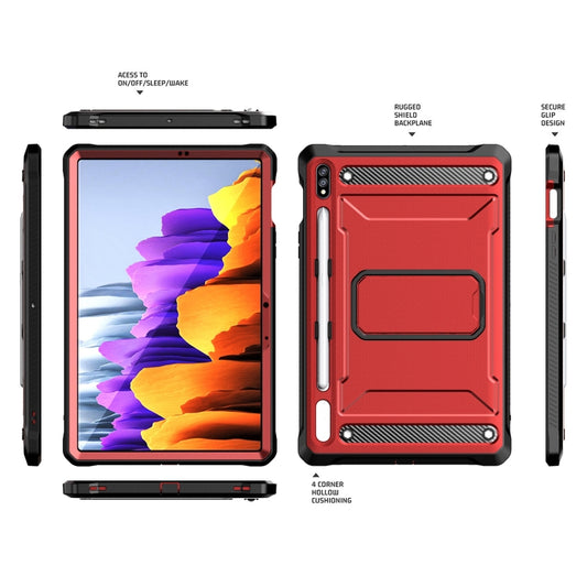 For Samsung Galaxy Tab S7/S8 Explorer PC + TPU Tablet Protective Case with Pen Slot(Red) by buy2fix