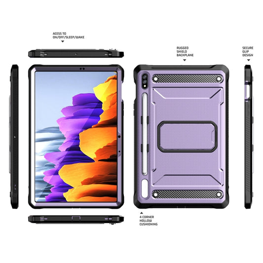For Samsung Galaxy Tab S7/S8 Explorer PC + TPU Tablet Protective Case with Pen Slot(Purple) by buy2fix