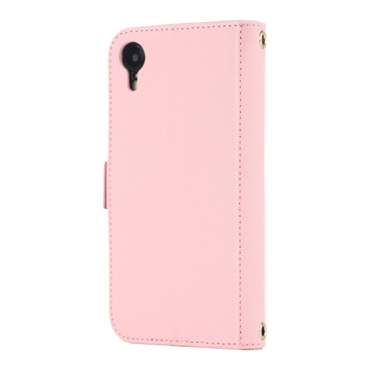 For iPhone XR Cross Texture Lanyard Leather Phone Case(Pink) - More iPhone Cases by buy2fix | Online Shopping UK | buy2fix