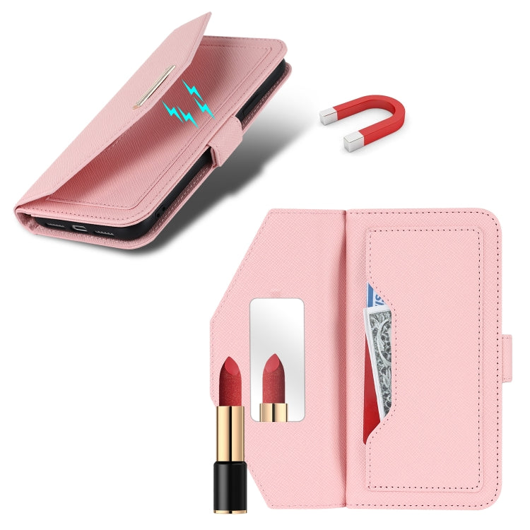 For iPhone XR Cross Texture Lanyard Leather Phone Case(Pink) - More iPhone Cases by buy2fix | Online Shopping UK | buy2fix