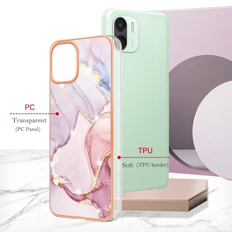 For Xiaomi Redmi A1 Electroplating Marble Dual-side IMD Phone Case(Rose Gold 005) by buy2fix