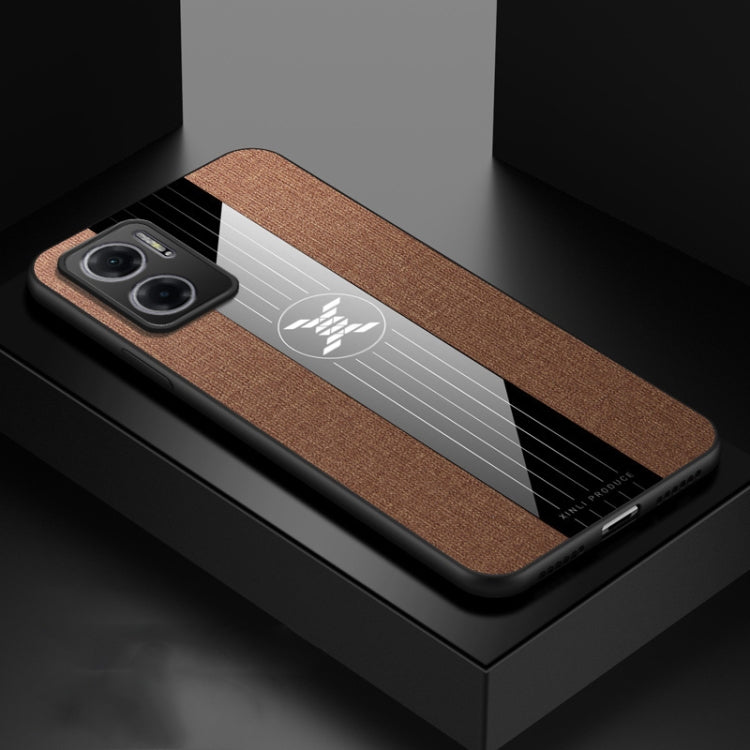 For Xiaomi Redmi Note 11E XINLI Stitching Cloth Textue Shockproof TPU Phone Case(Brown) - Xiaomi Cases by XINLI | Online Shopping UK | buy2fix