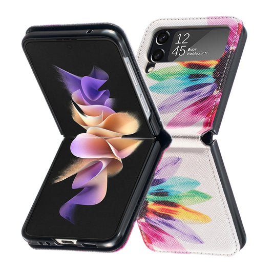 For Samsung Galaxy Z Flip3 5G Colored Drawing Invisible Magnetic Leather Phone Case(Sun Flower) by buy2fix