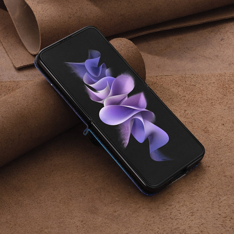 For Samsung Galaxy Z Flip4 Colored Drawing Invisible Magnetic Leather Phone Case(Gold Butterfly) by buy2fix