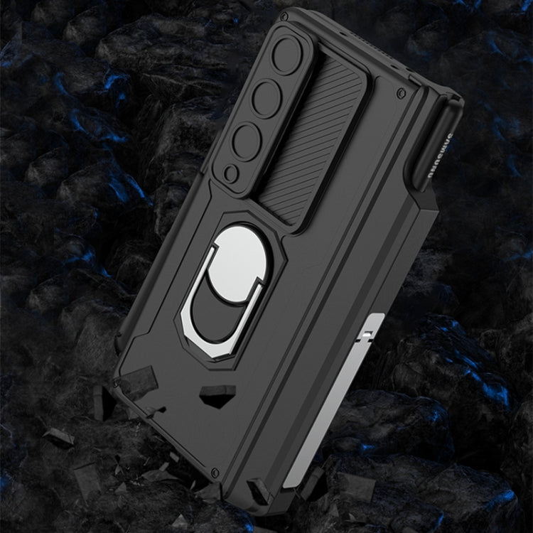 For Samsung Galaxy Z Fold4 GKK Integrated Magnetic Folding Phone Case with Pen Case(Champagne Gold) by GKK