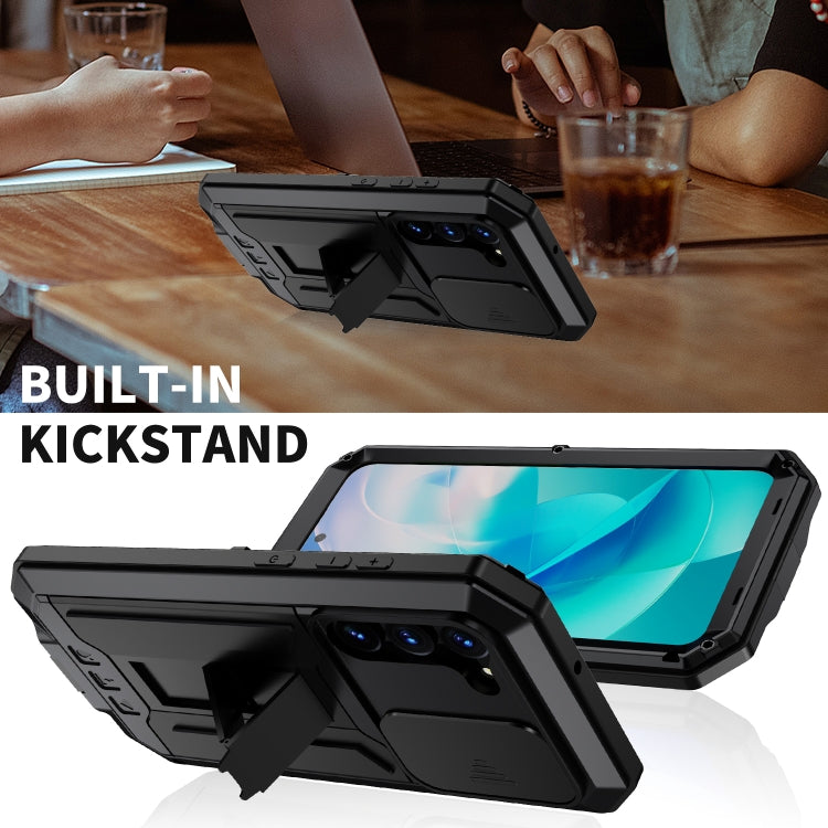 For Samsung Galaxy S23 5G R-JUST Sliding Camera Design Life Waterproof Dustproof Shockproof Phone Case(Black) by R-JUST