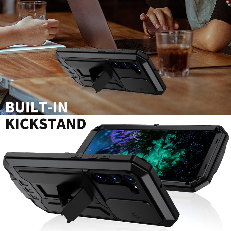 For Samsung Galaxy S23+ 5G R-JUST Sliding Camera Design Life Waterproof Dustproof Shockproof Phone Case(Black) by R-JUST