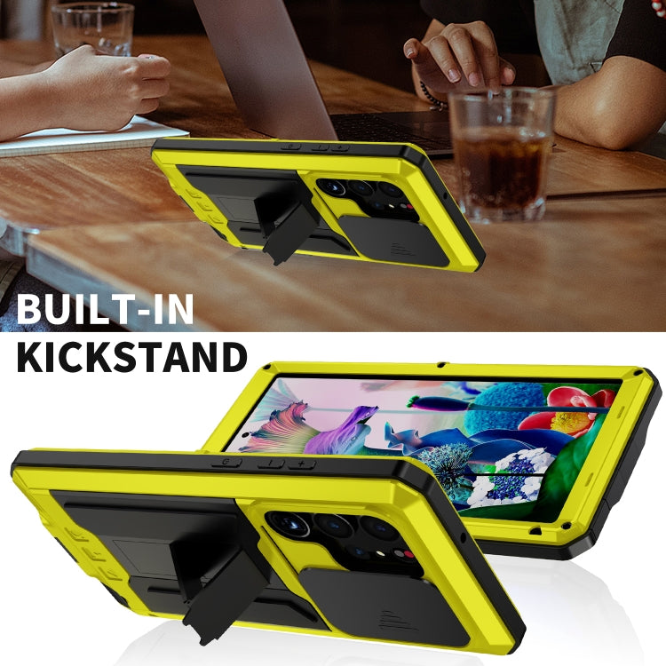 For Samsung Galaxy S23 Ultra 5G R-JUST Sliding Camera Design Life Waterproof Dustproof Shockproof Phone Case(Yellow) by R-JUST