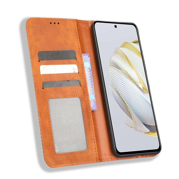 For Huawei nova 10 SE Magnetic Buckle Retro Texture Leather Phone Case(Brown) - Huawei Cases by buy2fix | Online Shopping UK | buy2fix