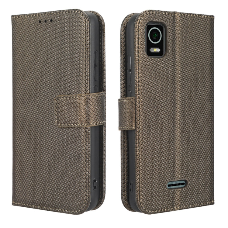 For Cricket Debut Smart Diamond Texture Leather Phone Case(Brown) - More Brand by buy2fix | Online Shopping UK | buy2fix