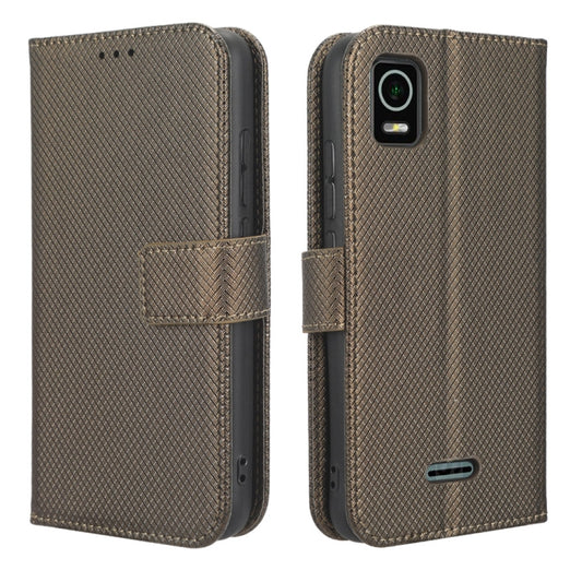 For Cricket Debut Smart Diamond Texture Leather Phone Case(Brown) by buy2fix