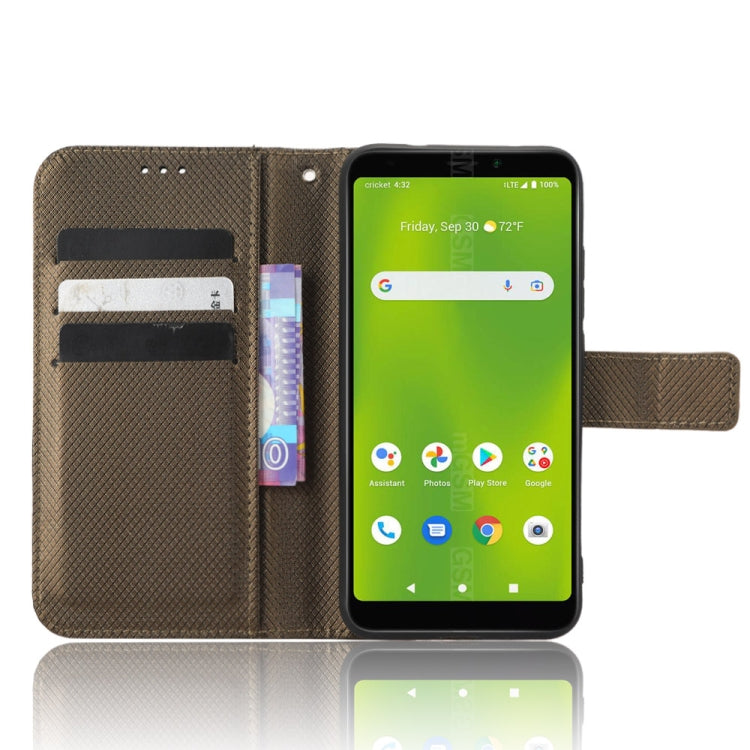For Cricket Debut Smart Diamond Texture Leather Phone Case(Brown) - More Brand by buy2fix | Online Shopping UK | buy2fix