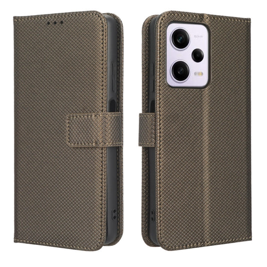 For Xiaomi Redmi Note 12 Pro+ China Diamond Texture Leather Phone Case(Brown) by buy2fix