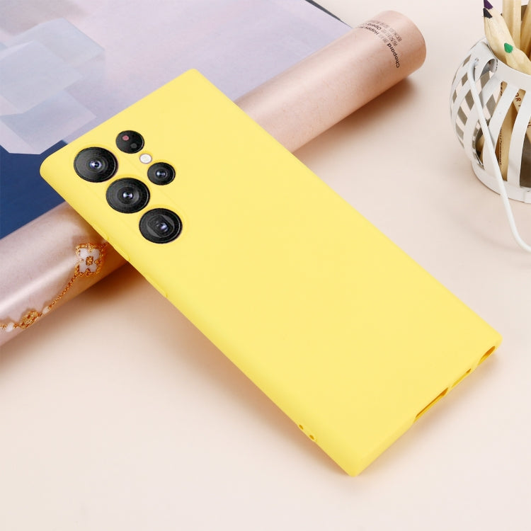 For Samsung Galaxy S23 Ultra 5G Pure Color Liquid Silicone Shockproof Full Coverage Phone Case(Yellow) - Galaxy S23 Ultra 5G Cases by buy2fix | Online Shopping UK | buy2fix