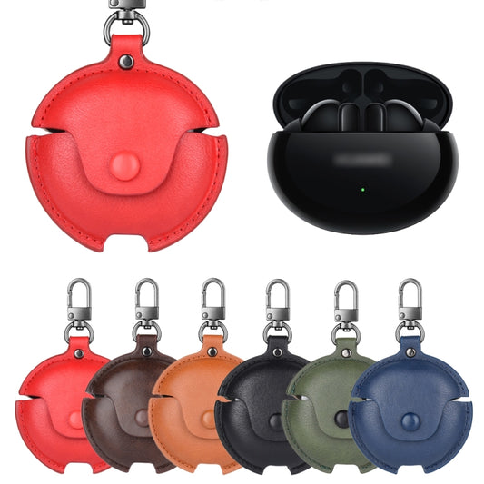 For Huawei FreeBuds 4i / 5i Business Leather Earphone Protective Case with Hook(Black) by buy2fix