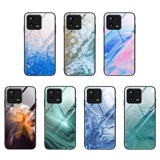 For Xiaomi 13 Marble Pattern Glass Phone Case(Blue Ocean) by buy2fix