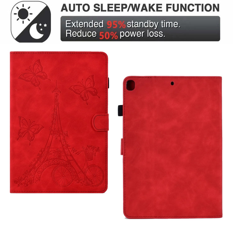 For iPad 10.2 2021/2020/2019 / 10.5 2019/2017 Tower Embossed Leather Smart Tablet Case(Red) - iPad 10.2 Cases by buy2fix | Online Shopping UK | buy2fix