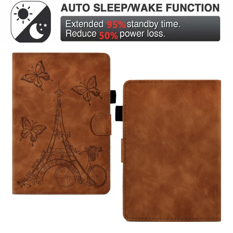 For Amazon Kindle Paperwhite 4/3/2/1 Tower Embossed Leather Smart Tablet Case(Brown) - Amazon by buy2fix | Online Shopping UK | buy2fix