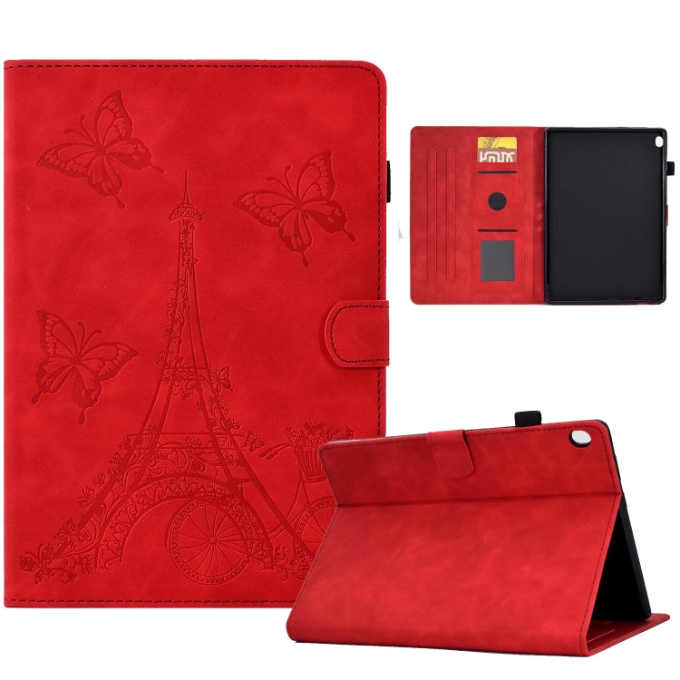 For Lenovo M10 Tower Embossed Leather Smart Tablet Case(Red) - Lenovo by buy2fix | Online Shopping UK | buy2fix