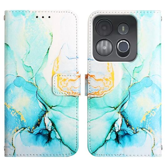 For Infinix Smart 7 X6515 PT003 Marble Pattern Flip Leather Phone Case(Green) by buy2fix