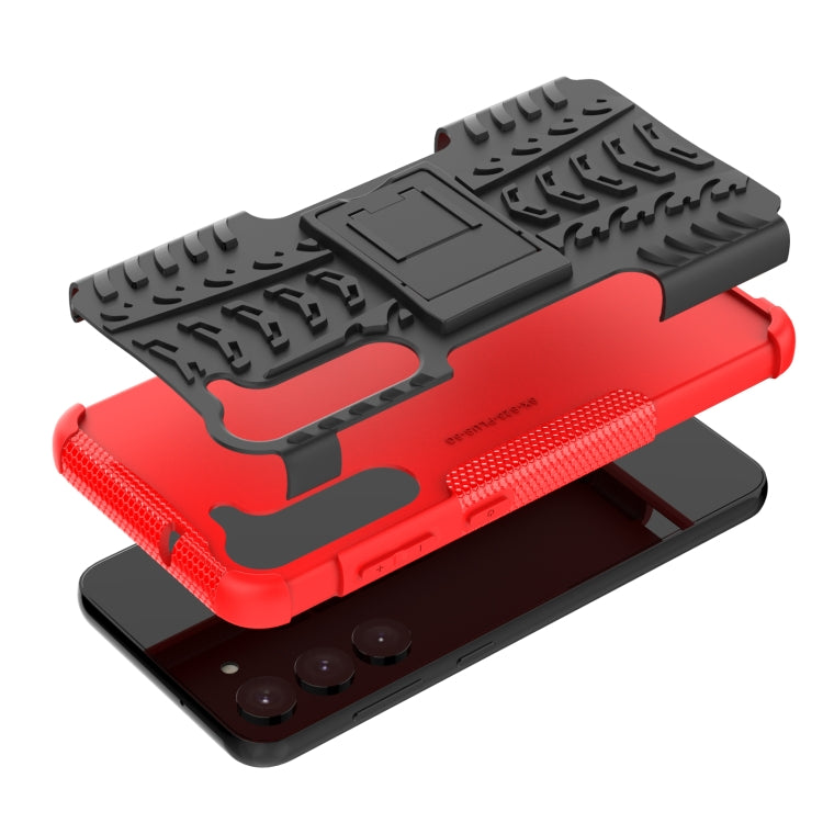 For Samsung Galaxy S23+ 5G Tire Texture TPU + PC Phone Case with Holder(Red) by buy2fix