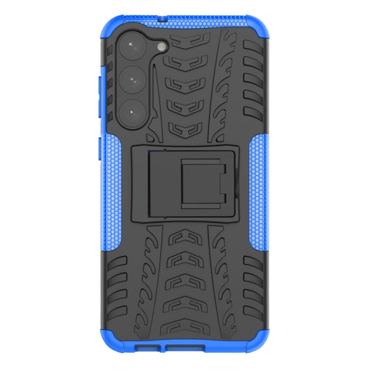For Samsung Galaxy S23+ 5G Tire Texture TPU + PC Phone Case with Holder(Blue) by buy2fix