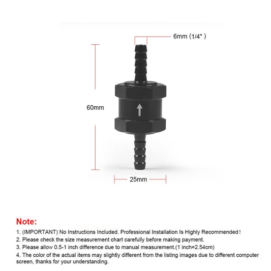 6mm Car Aluminium Alloy Fuel Petrol One Way Non Return Check Valve - In Car by buy2fix | Online Shopping UK | buy2fix