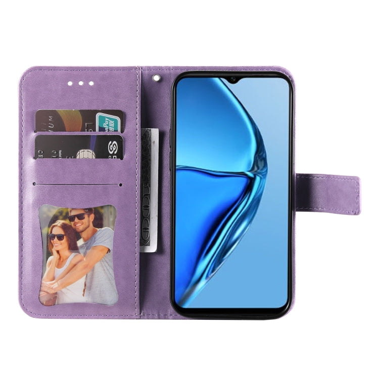 For Infinix Hot 20s 7-petal Flowers Embossing Leather Phone Case(Light Purple) - Infinix Cases by buy2fix | Online Shopping UK | buy2fix