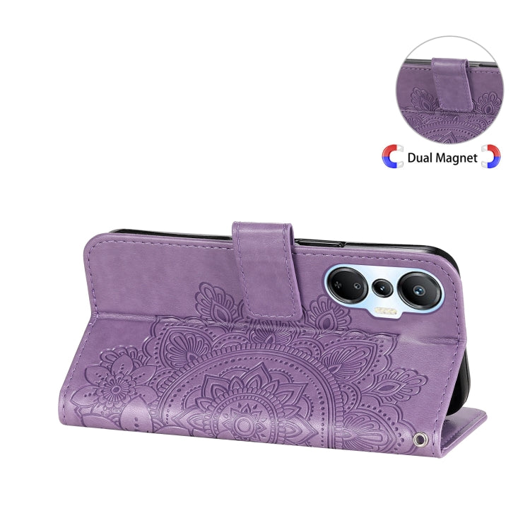 For Infinix Hot 20s 7-petal Flowers Embossing Leather Phone Case(Light Purple) - Infinix Cases by buy2fix | Online Shopping UK | buy2fix