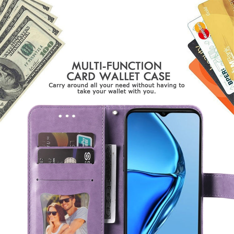 For Infinix Hot 20s 7-petal Flowers Embossing Leather Phone Case(Light Purple) - Infinix Cases by buy2fix | Online Shopping UK | buy2fix