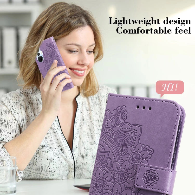 For Infinix Hot 20s 7-petal Flowers Embossing Leather Phone Case(Light Purple) - Infinix Cases by buy2fix | Online Shopping UK | buy2fix