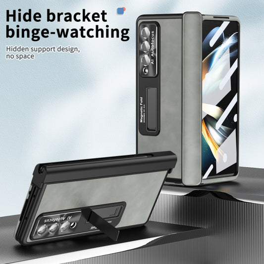 For Samsung Galaxy Z Fold4 Napa Pattern All-inclusive Magnetic Phone Case(White) by buy2fix