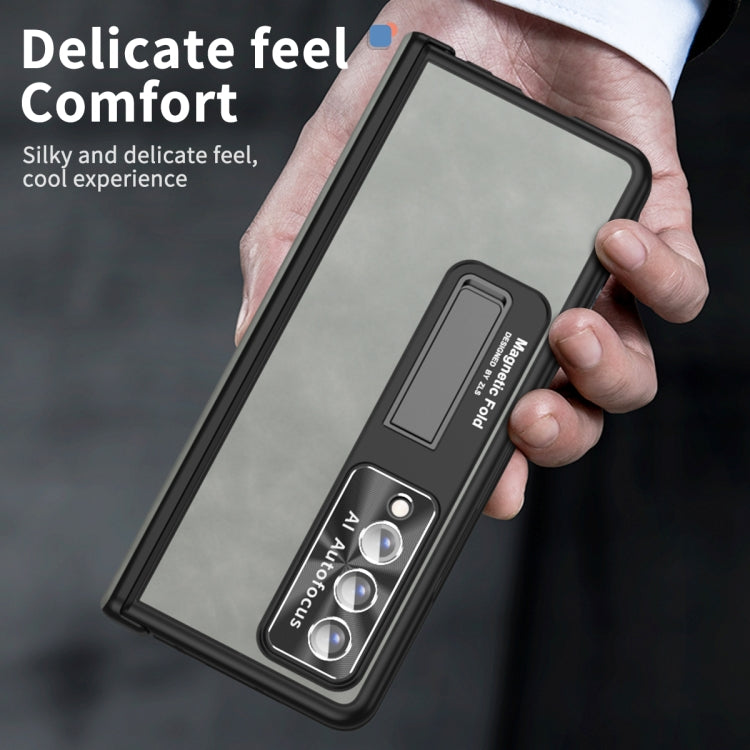 For Samsung Galaxy Z Fold4 Napa Pattern All-inclusive Magnetic Phone Case(White) by buy2fix