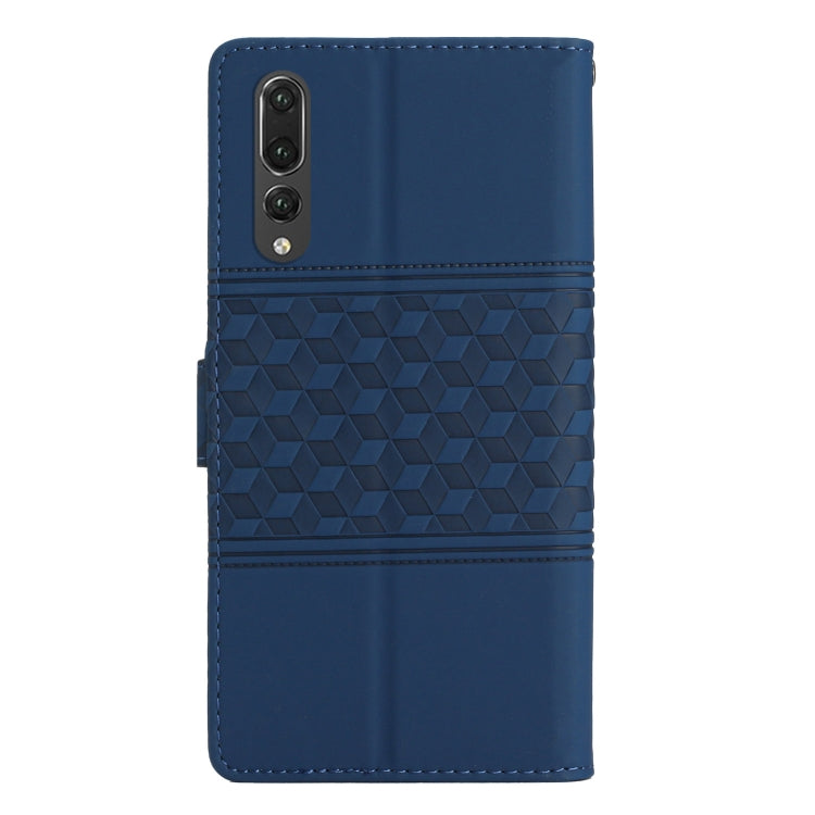 For Huawei P20 Pro Diamond Embossed Skin Feel Leather Phone Case with Lanyard(Dark Blue) - Huawei Cases by buy2fix | Online Shopping UK | buy2fix