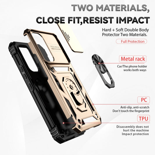 For Samsung Galaxy A54 5G Sliding Camshield Holder Phone Case(Gold) by buy2fix