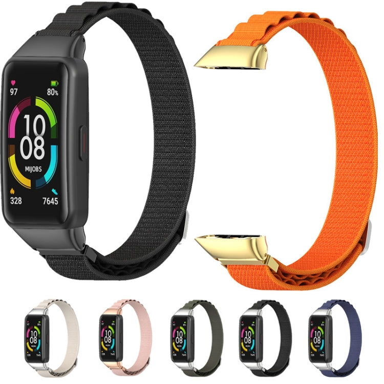 For Huawei Band 7 / 7 NFC MIJOBS Nylon Breathable Watch Band(Army Green Silver) by MIJOBS