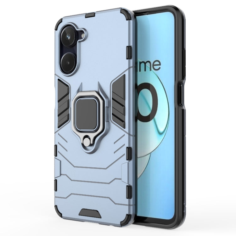 For Realme 10 4G Magnetic Ring Holder PC + TPU Phone Case(Navy Blue) - Realme Cases by buy2fix | Online Shopping UK | buy2fix