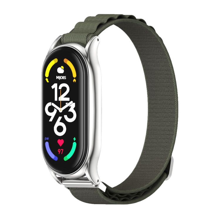 For Xiaomi Mi Band 6 / 5 / 4 / 3 MIJOBS PLUS Nylon Breathable Watch Band(Army Green Silver) - Watch Bands by MIJOBS | Online Shopping UK | buy2fix