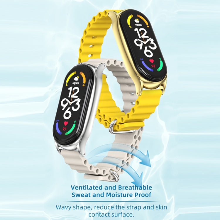 For Xiaomi Mi Band 7 / 7 NFC MIJOBS PLUS Marine Silicone Breathable Watch Band(Yellow Gold) by MIJOBS